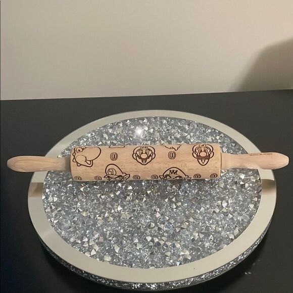 Mario Luigi Themed embossed Wooden Rolling Pin 2017 Nintendo kitchen baking tool - Picture 1 of 7